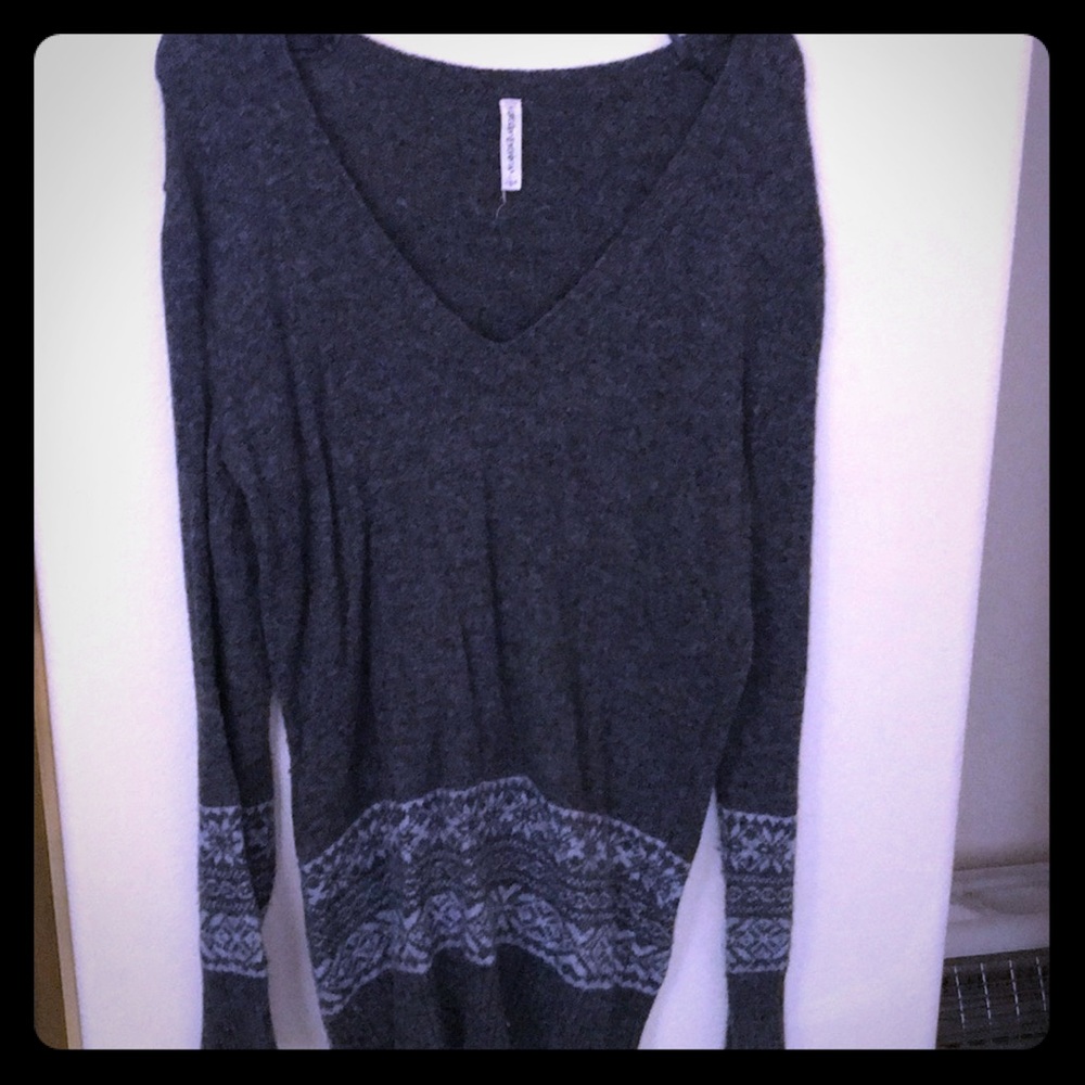 Cute warm wool grey patterned sweater dress
